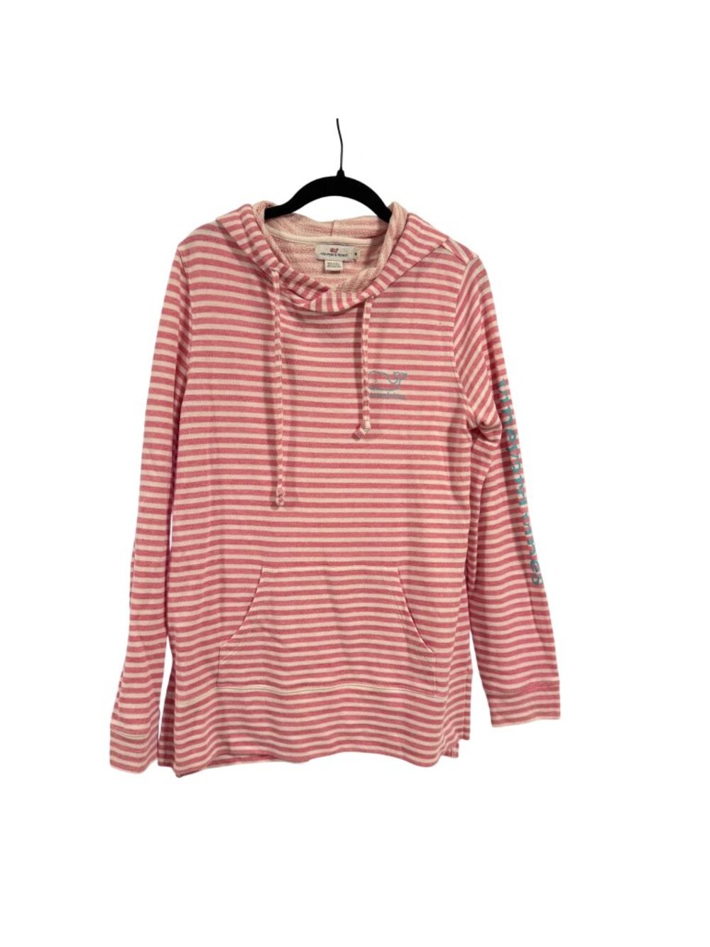 Vineyard Vines Terry Striped Pink White Whale Hoodie‎ Size M
